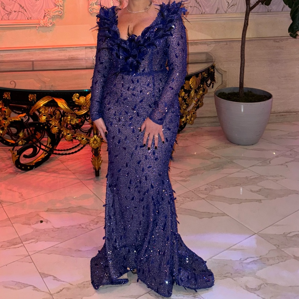 Fjolla Haxhismajli Blue Sequin Dress